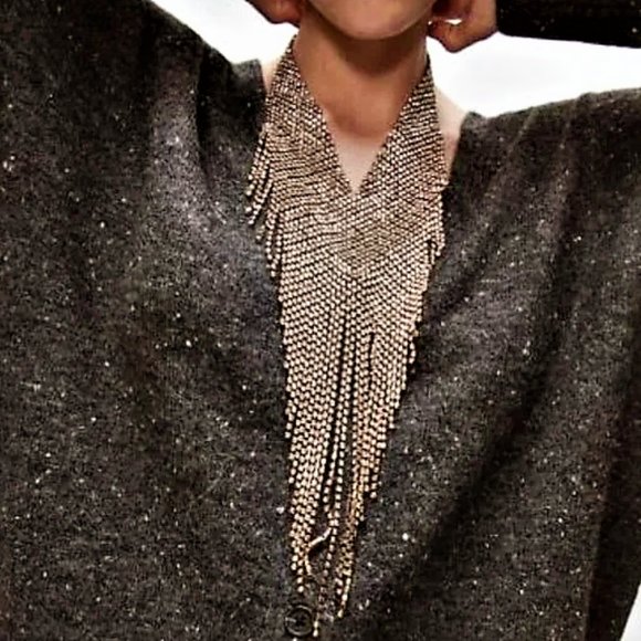 Zara Jewel Cascade Necklace Golden - Picture 1 of 7